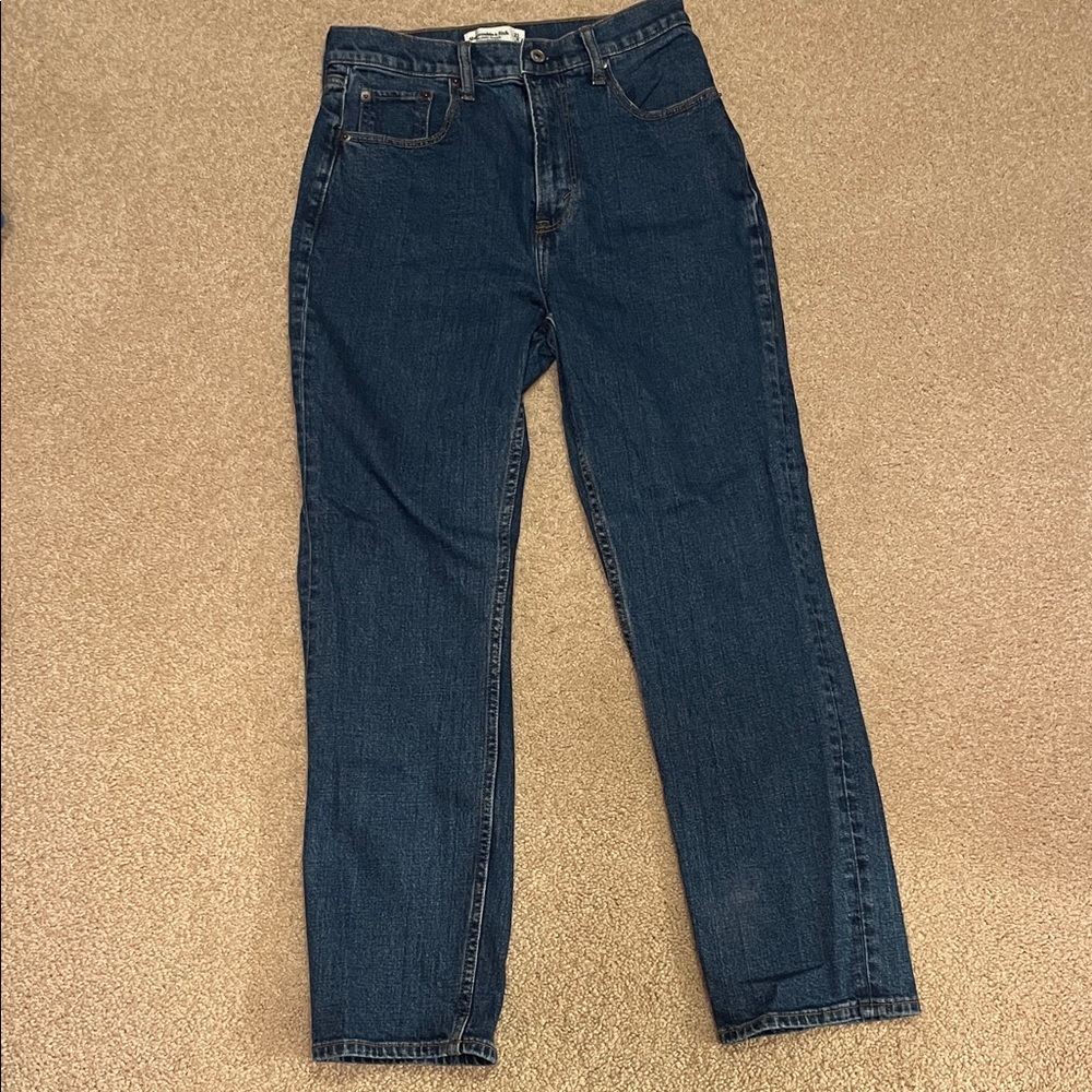 Abercrombie & Fitch Dark Blue Ultra High Rise Ankle Straight Jeans